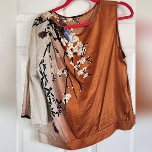 Asymetrical Floral Silk Top